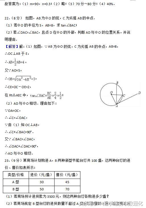 冲刺2018中考数学 模拟试题解答题训练（含答案详解）