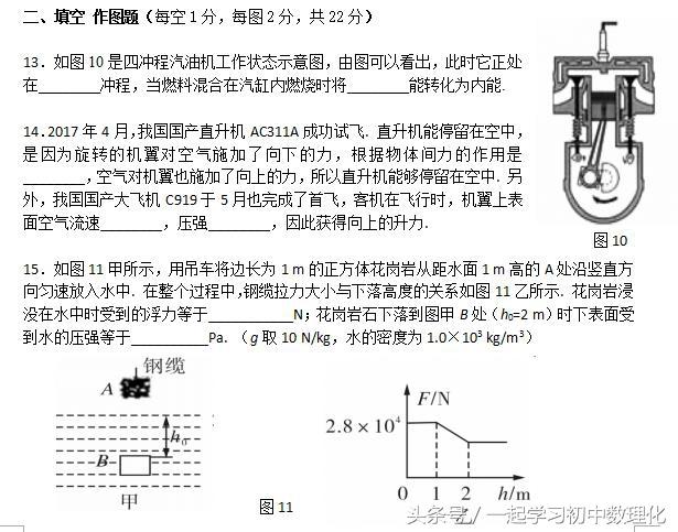 备战2018中考物理 模拟试题非选择题训练（含答案）