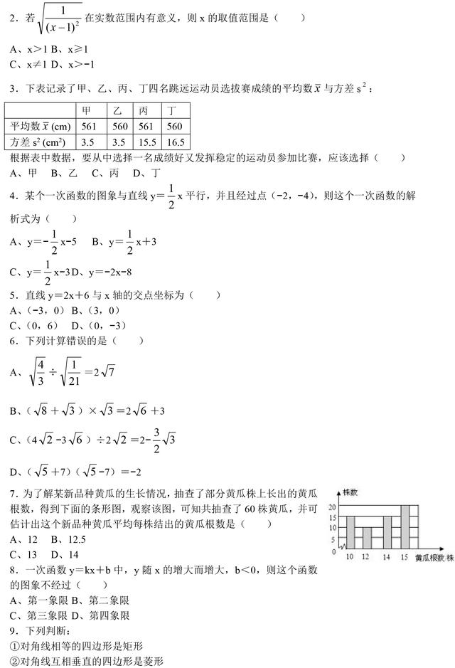 人教版八年级下册数学期末试卷（含答案），提前开始复习！