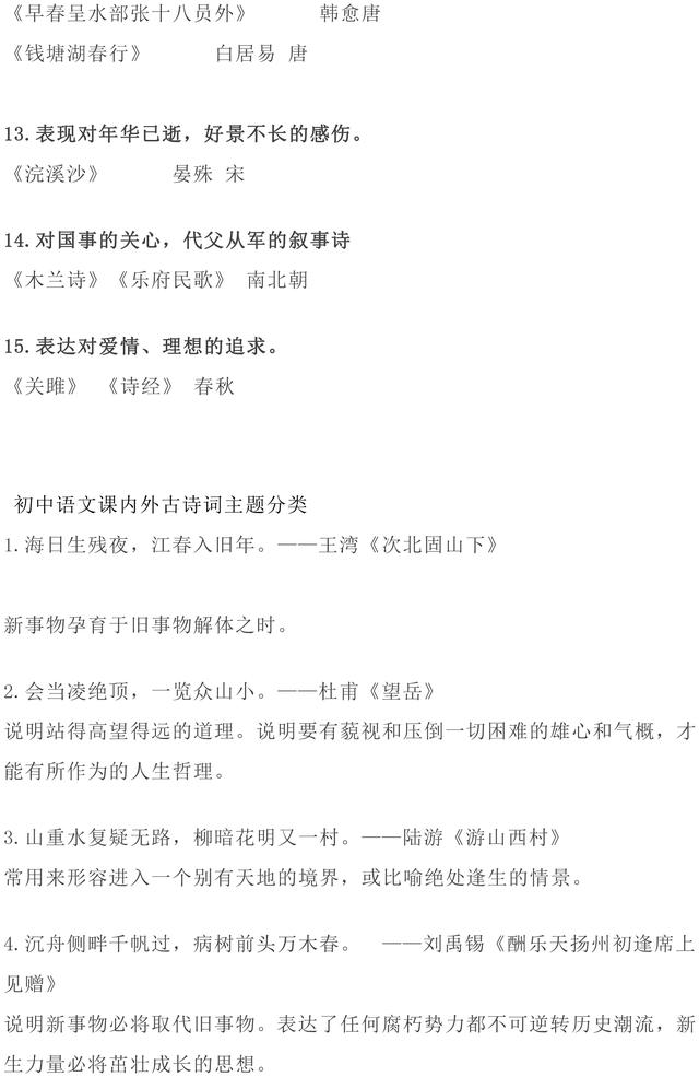 你要的初中语文古诗词鉴赏知识都在这儿了，初一到初三都要看！