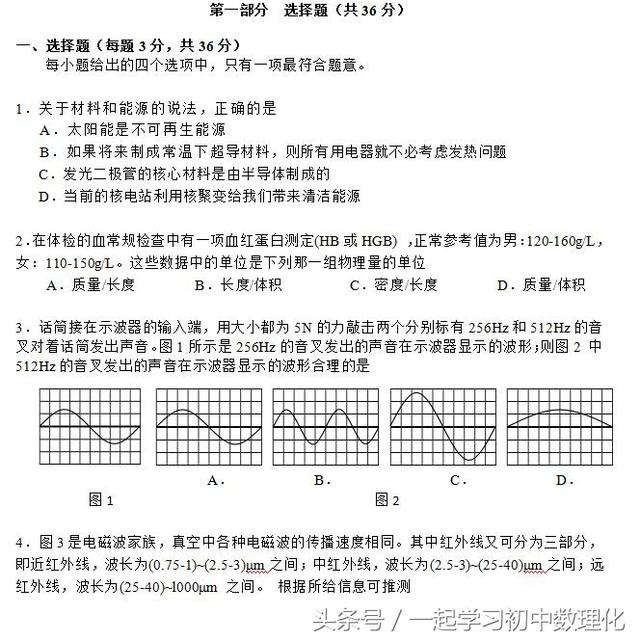 中考物理模拟试题 含答案