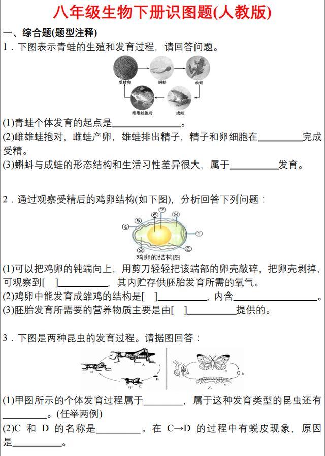 2018人教版：最后生物会考资料！考前做一遍，保证成绩不下96分！