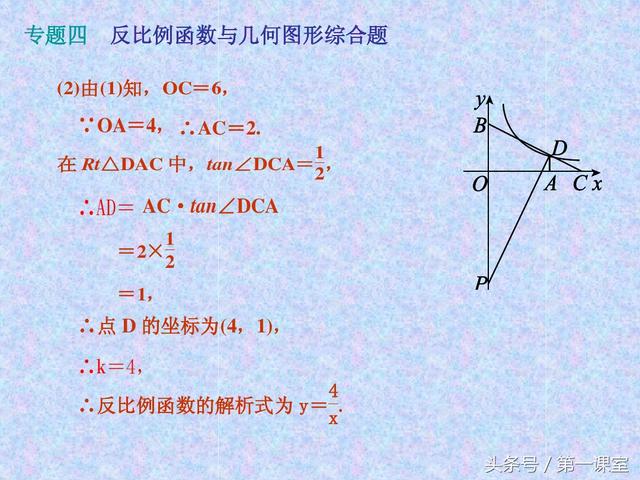中考数学试卷：反比例函数与几何图形的综合题