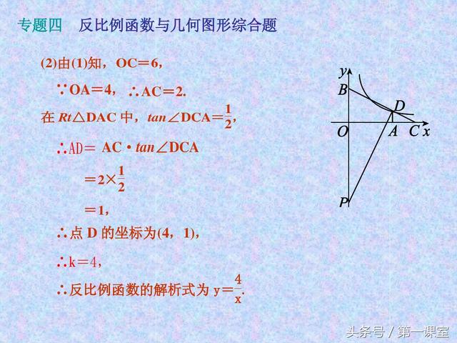 中考数学试卷：反比例函数与几何图形的综合题