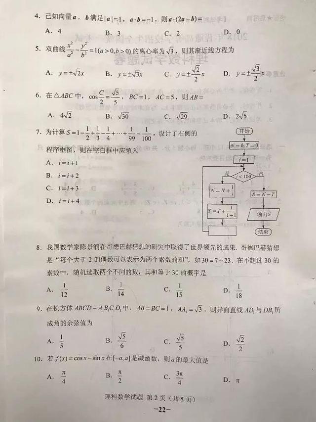 2018年高考全国二卷真题！所有学科+参考答案（清晰版）