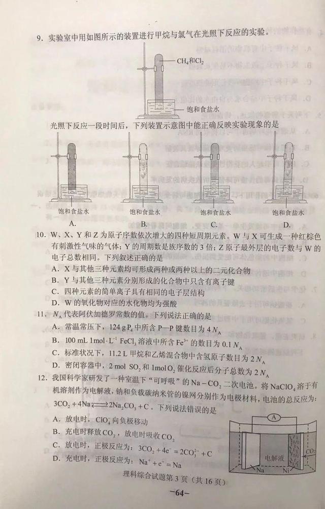 2018年高考全国二卷真题！所有学科+参考答案（清晰版）