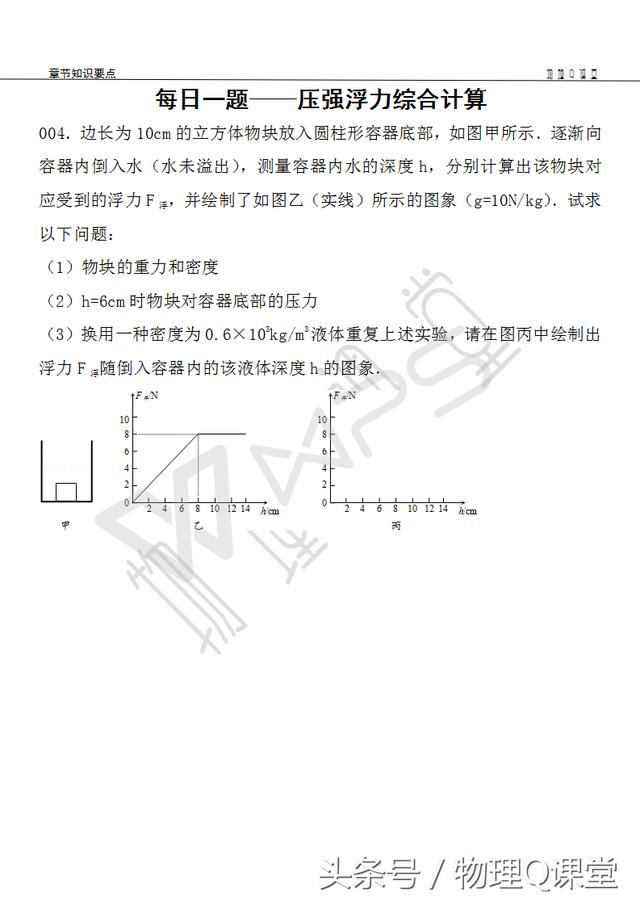 期末必考计算题型，浮力图像类综合问题你会了吗？