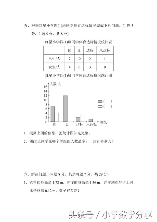 人教四年级数学下册期末检测⑩卷及答案610