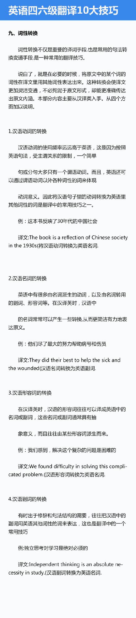 考前必码！四六级翻译10大技巧