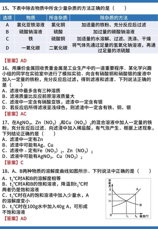 「中考化学」考前预测36道选择题，小伙伴们利用碎片时间多多揣摩