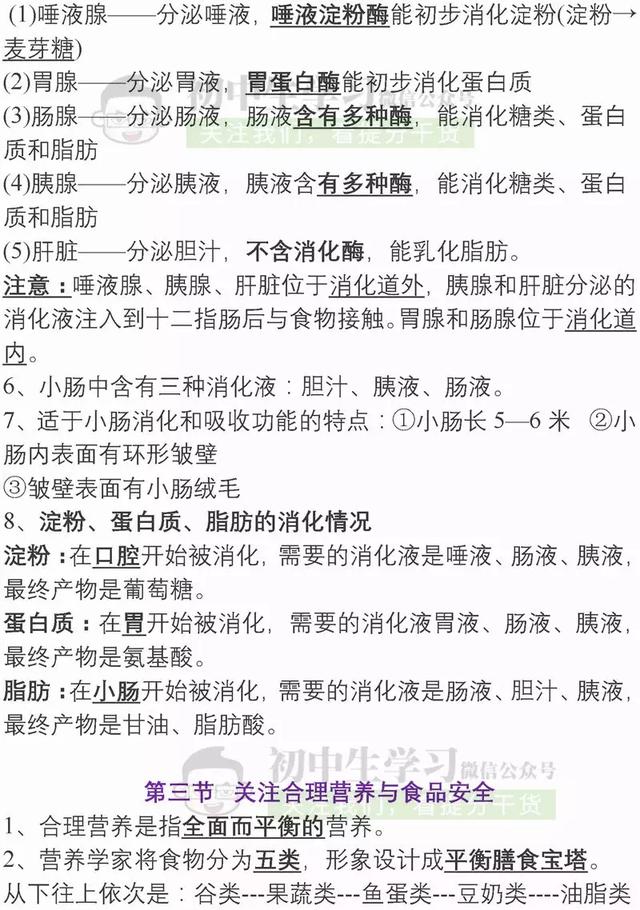 七年级生物下册重点知识汇总，备战期末考试！