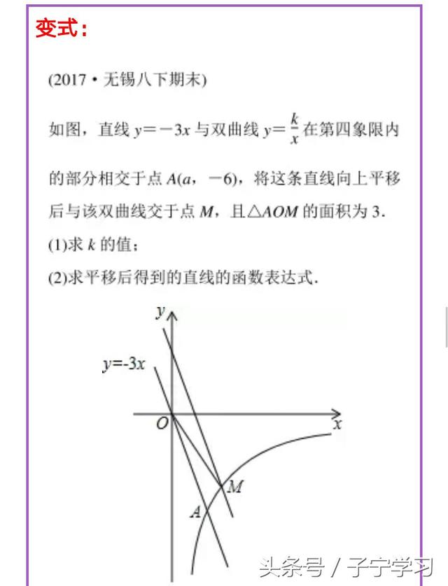 「初中数学」反比例函数图象与图形面积考前训练