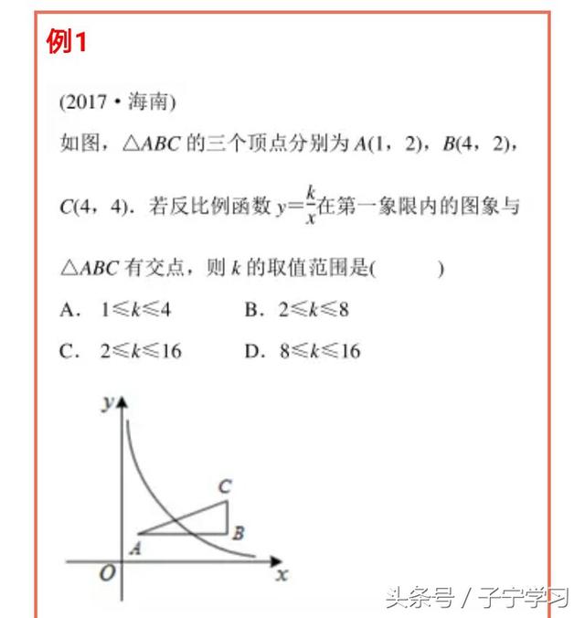 「初中数学」反比例函数图象与图形面积考前训练