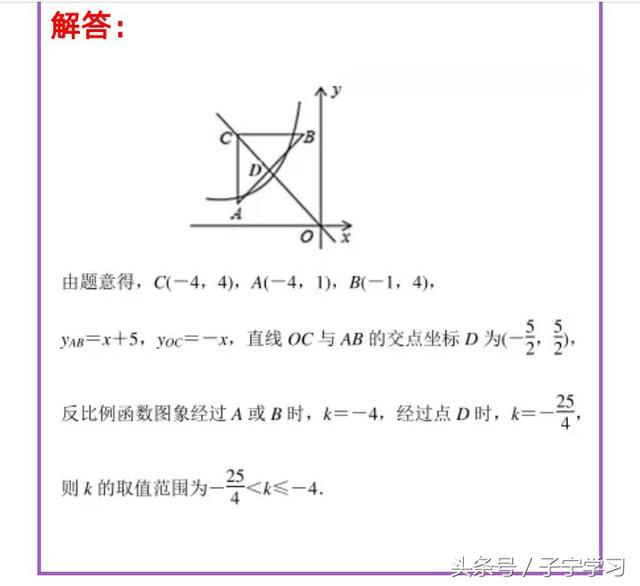 「初中数学」反比例函数图象与图形面积考前训练