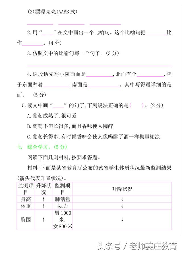 期末考试大放送，一到六年级语文期末试题都有，敬请各位转发