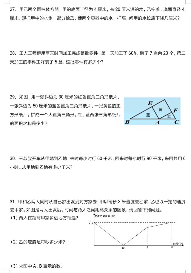 市重点小学六年级学业水平调研题（卷）题难，区分度大