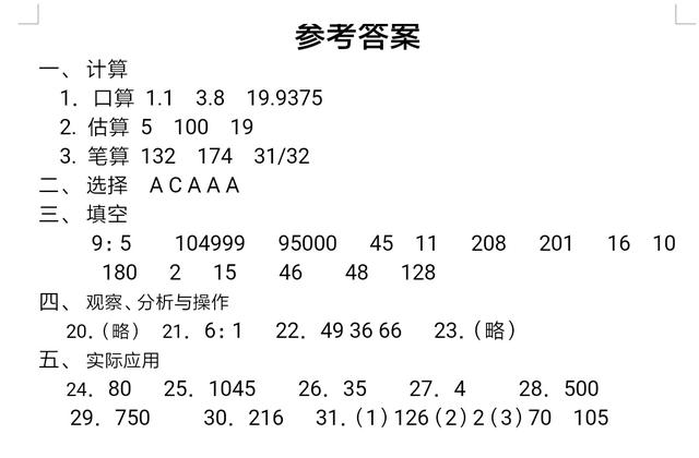 市重点小学六年级学业水平调研题（卷）题难，区分度大