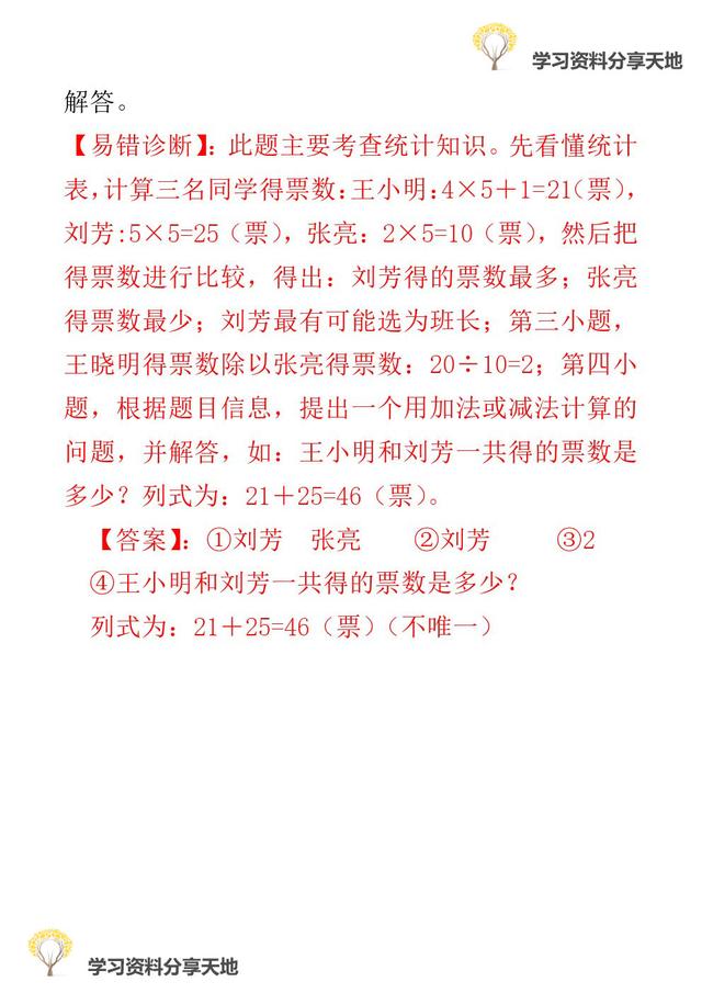 复习必备│人教版1-6年级数学下册期末易错题诊断