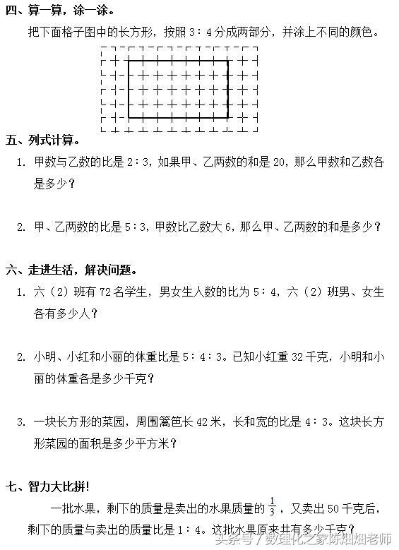 六年级数学——比的应用