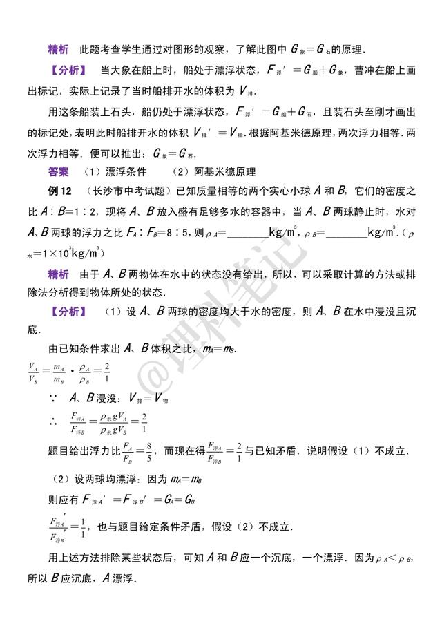 初中物理经典例题分享，27道《浮力》经典例题，帮你考试得高分