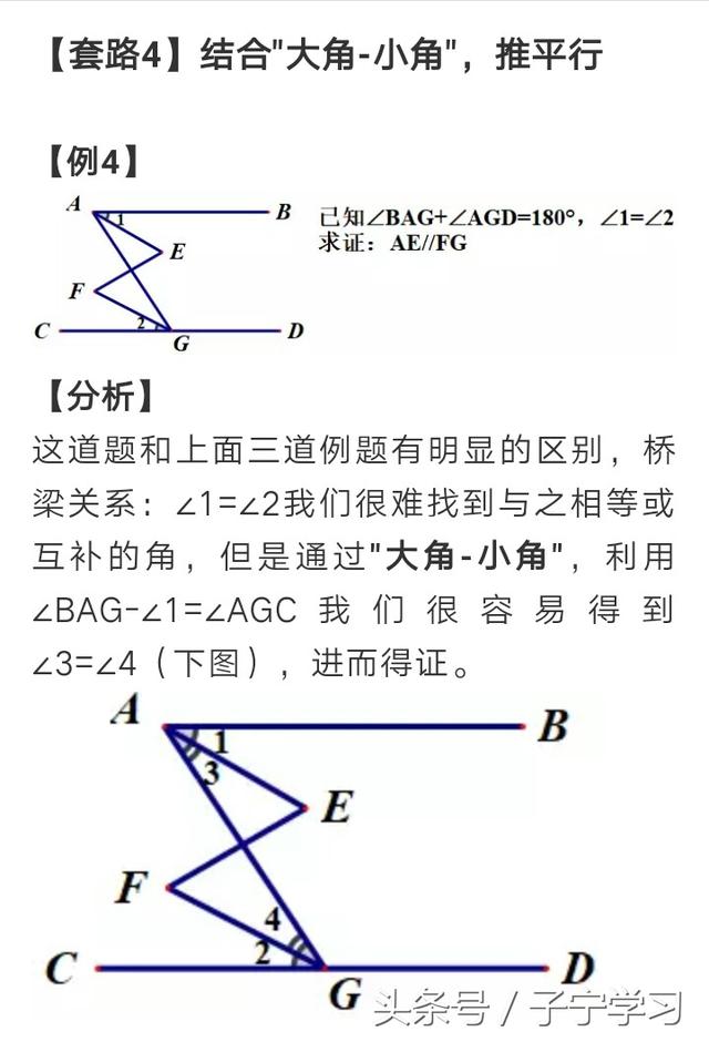 「初中数学」平行线证明常见套路