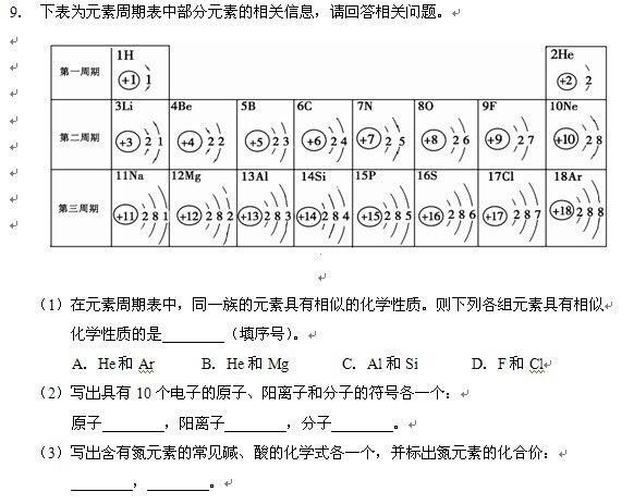 初中化学必考题型解析