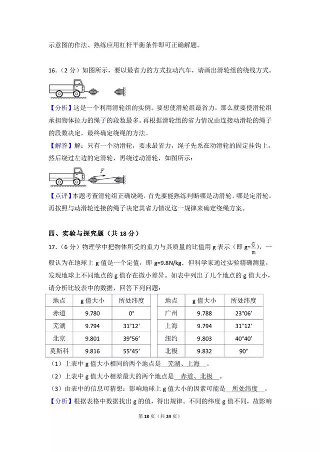八年级下物理“期末预测卷”二，附详细解答，提分必做！