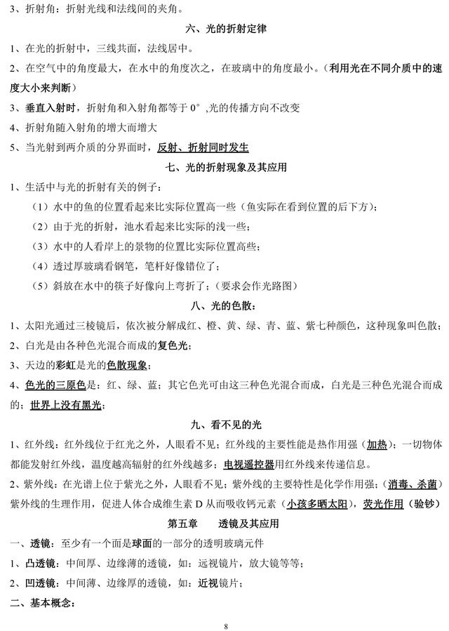 人教版初中物理八、九年级复习知识点总结，暑假预习复习必备资料