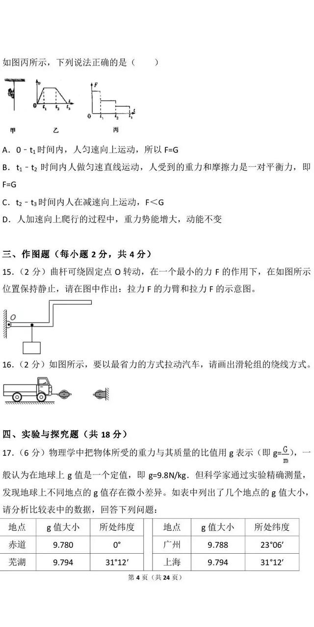 八年级下物理“期末预测卷”二，附详细解答，提分必做！