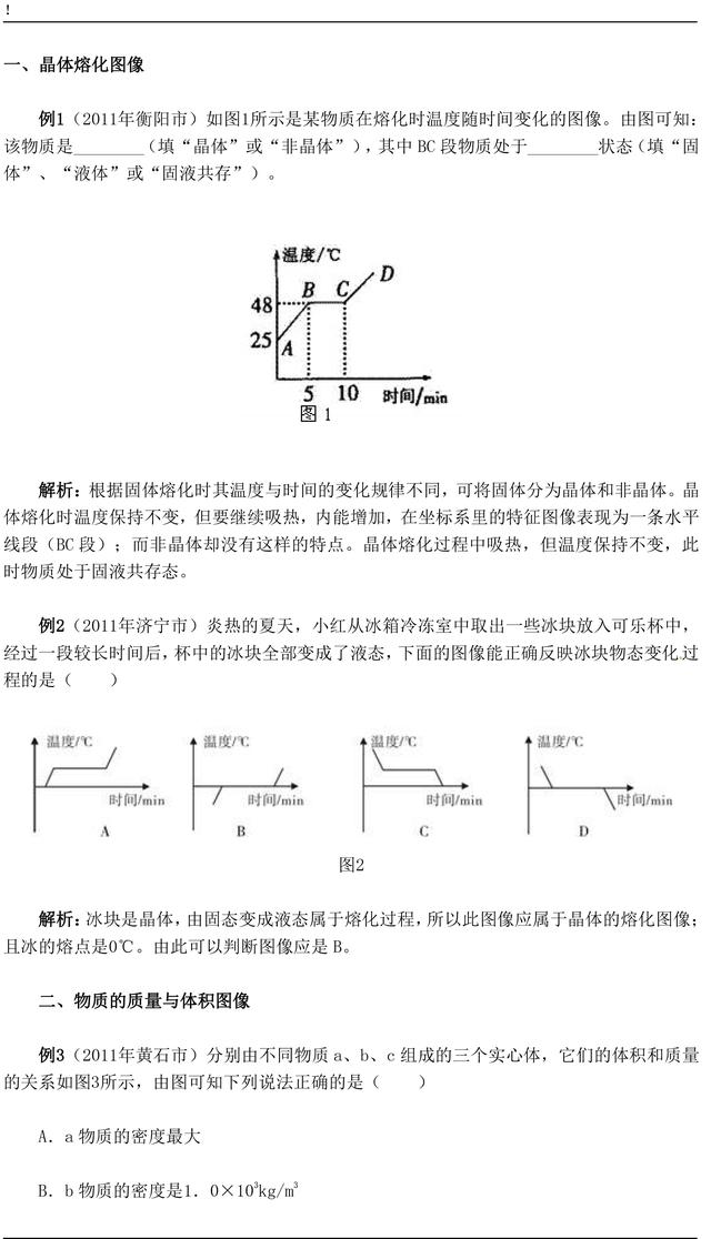 初中物理图像类题型归类分析，近几年中考常考，一定要掌握好！