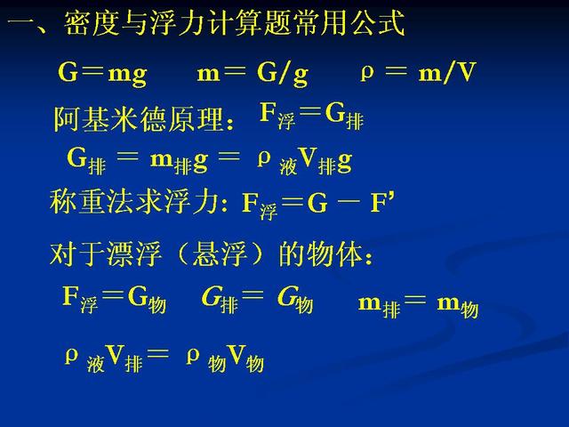 初中物理密度与浮力计算题分类解析（彻底解决浮力难点）