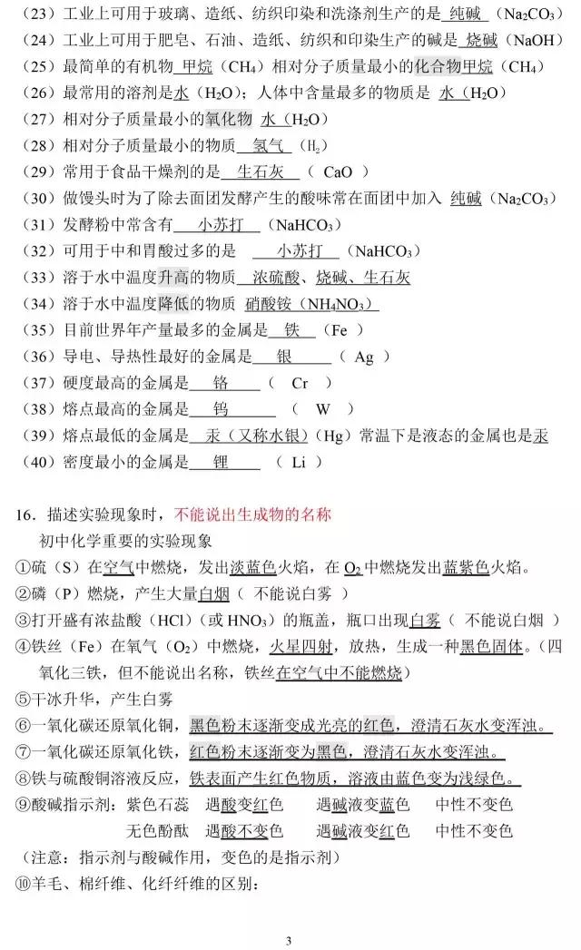 2018中考化学易错知识点汇总，值得收藏！