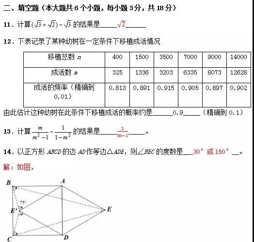 2018中考数学试卷及答案详解！你觉得难不难，能做对几题呢？