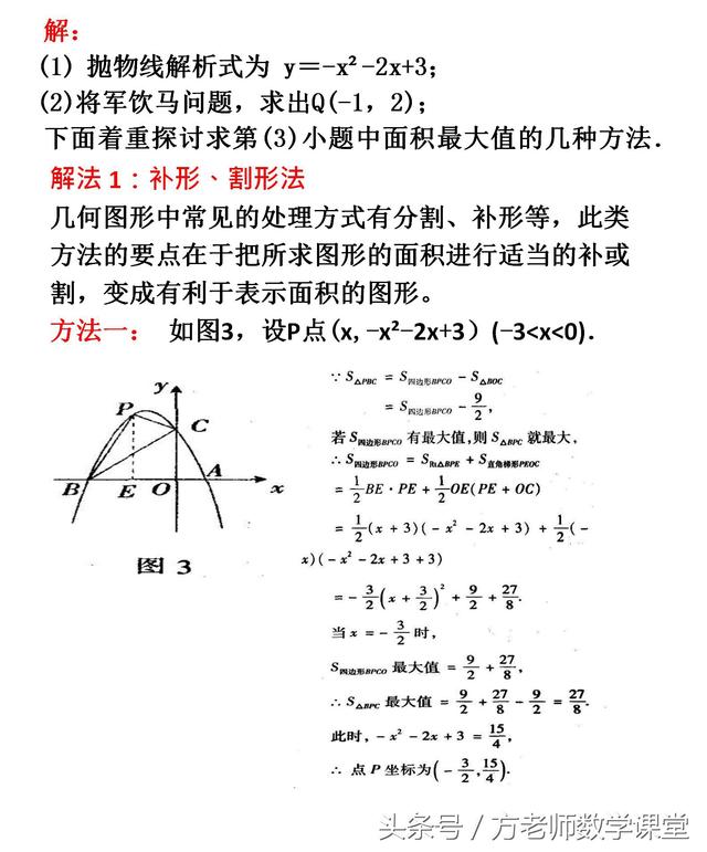 初中数学：二次函数面积最值问题的4种解法，看完不再惧怕压轴题