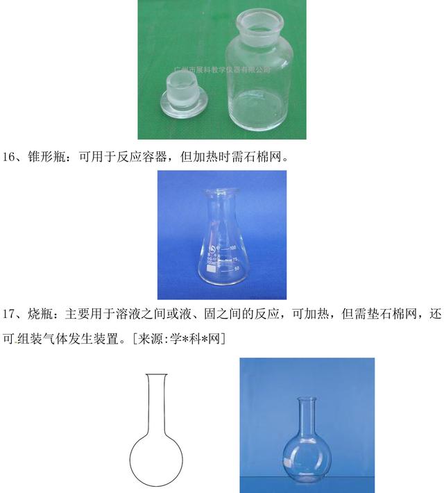 人教版九年级化学常见的化学仪器介绍，中考选择题常考到，要记牢