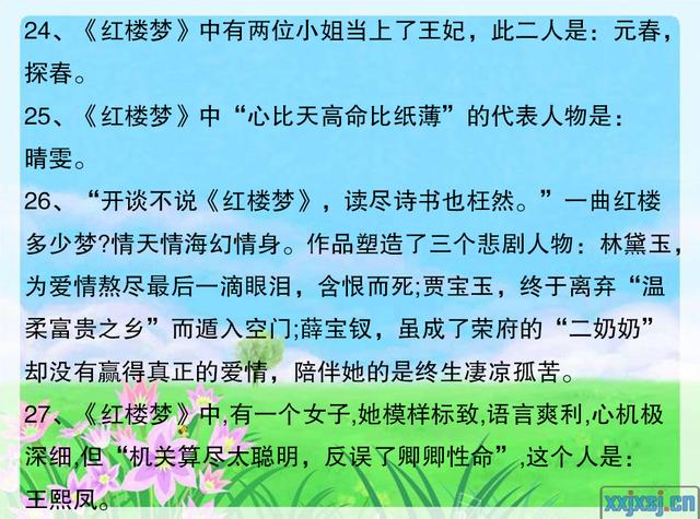 四大名著《红楼梦》中必考知识点，暑期孩子多积累