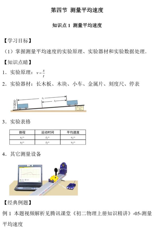 新初二物理暑假预习第12篇：测量平均速度（讲义+免费视频讲解）