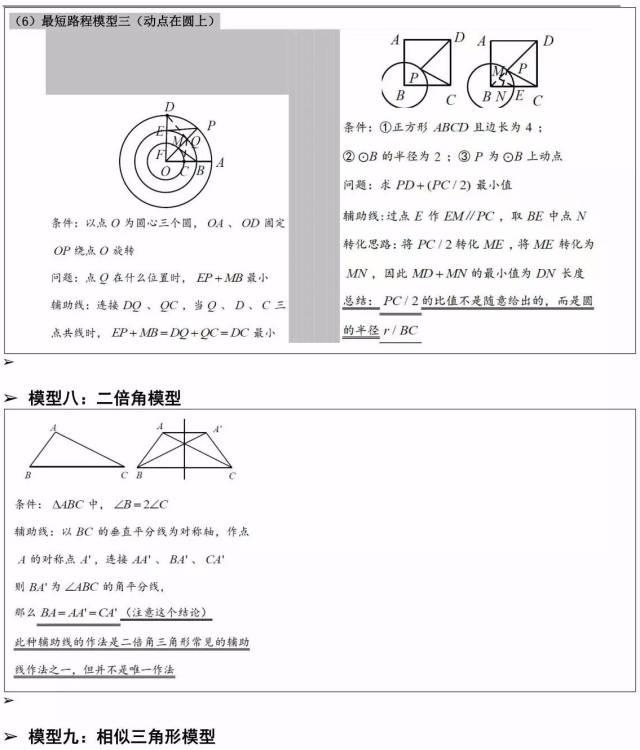 初中数学几何模型大汇总，掌握后初中数学几何题轻松搞定！