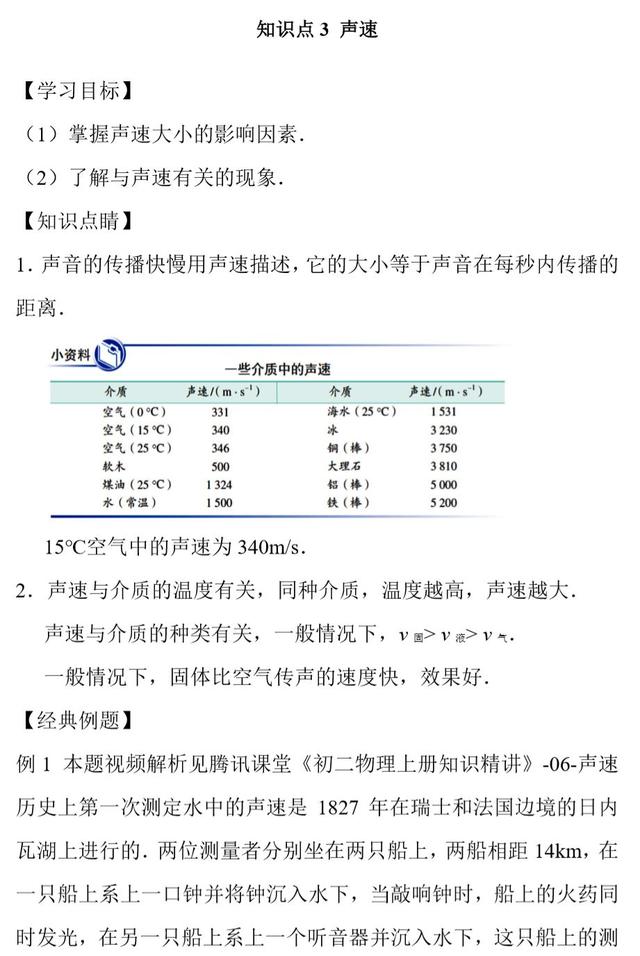 新初二物理暑假预习第15篇：声速（讲义+免费视频讲解）