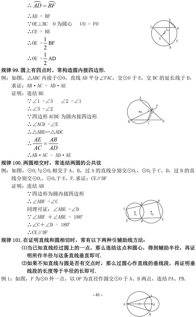 初中数学证明题常见辅助线作法口诀及几何规律汇编，一定要掌握！