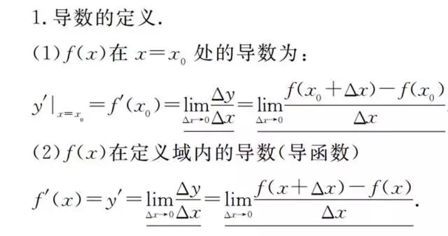 高中数学：导数知识知多少？