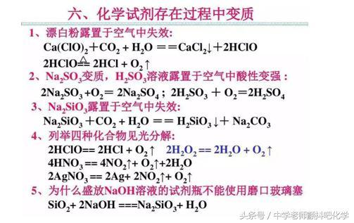 史上最全高中化学方程式总结，掌握这些高中化学方程式就都会了！