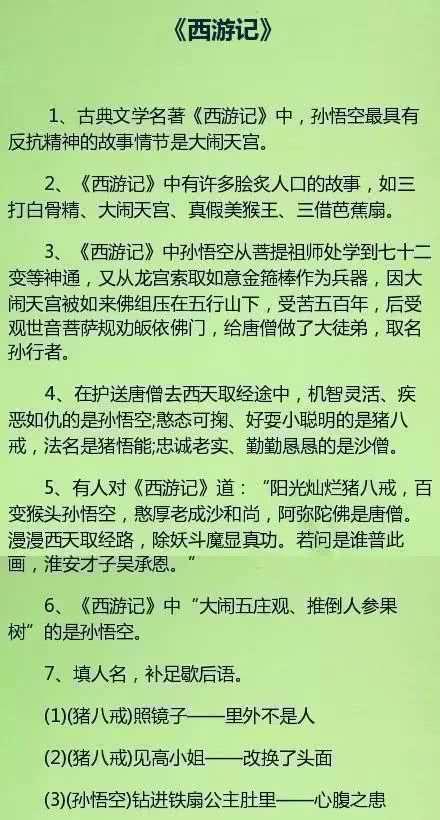 学霸都在偷偷学：初中语文四大名著知识要点总结，中考复习必备