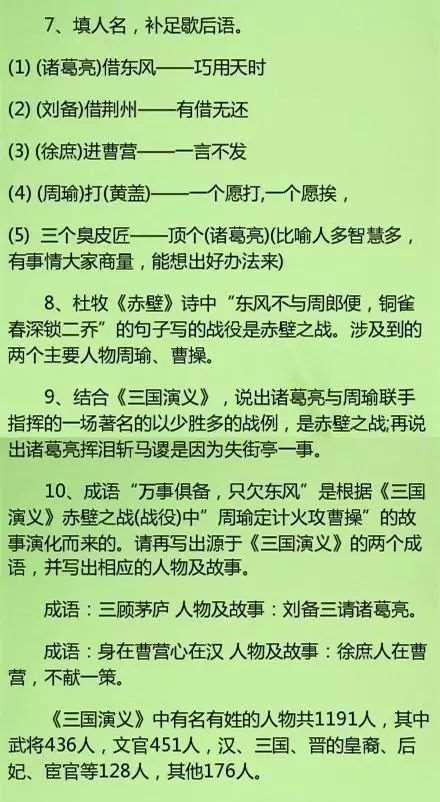 学霸都在偷偷学：初中语文四大名著知识要点总结，中考复习必备