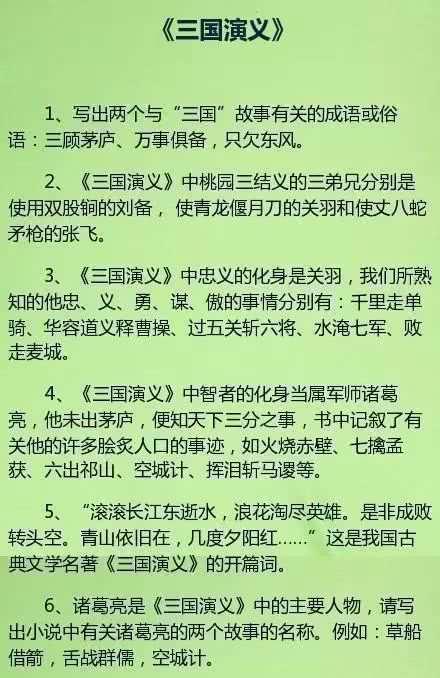学霸都在偷偷学：初中语文四大名著知识要点总结，中考复习必备