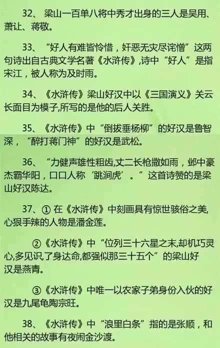 学霸都在偷偷学：初中语文四大名著知识要点总结，中考复习必备