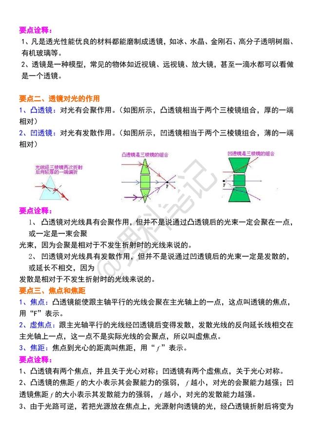 「初二物理」《透镜》全章知识解析，适合预习和同步使用，收藏吧