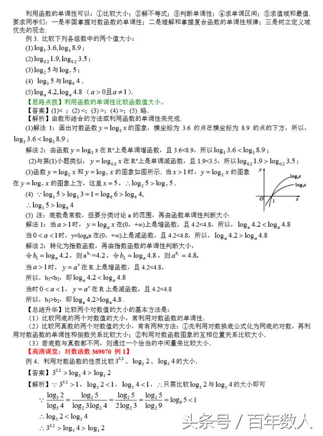 对数函数及其性质基础知识精讲学案（高一数学，值得收藏）