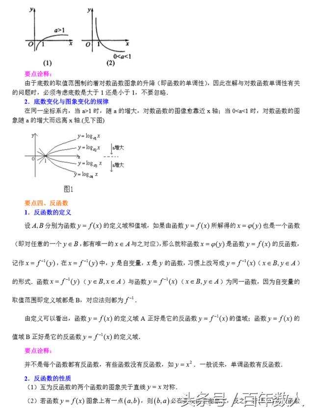 对数函数及其性质基础知识精讲学案（高一数学，值得收藏）