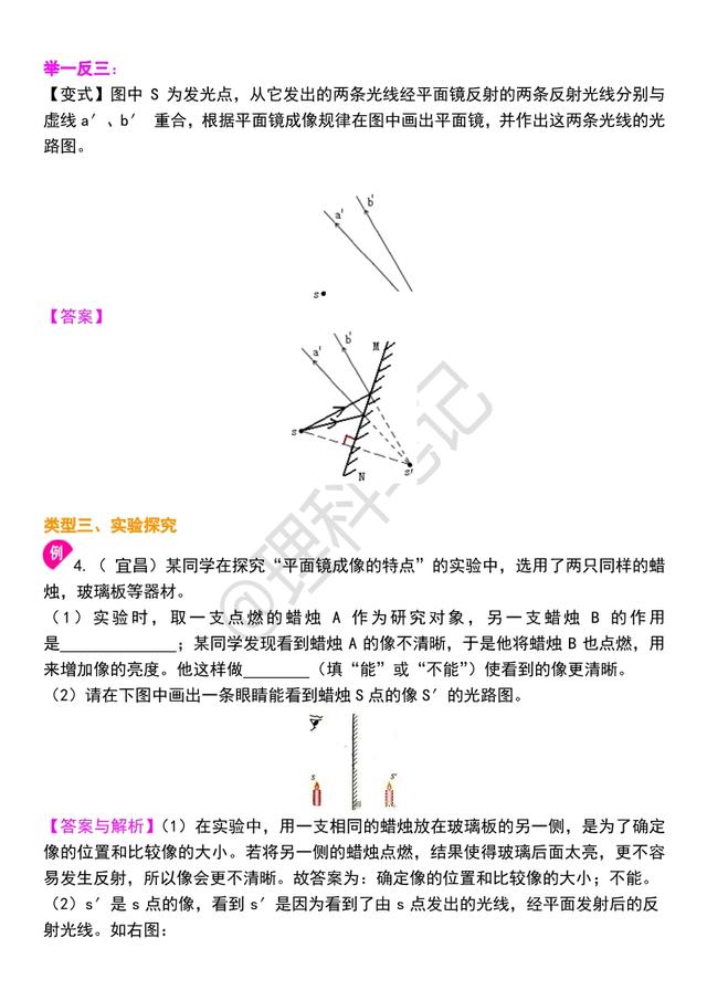 「初二物理」《光学》知识讲解，精品资料，适合预习和练习，收藏